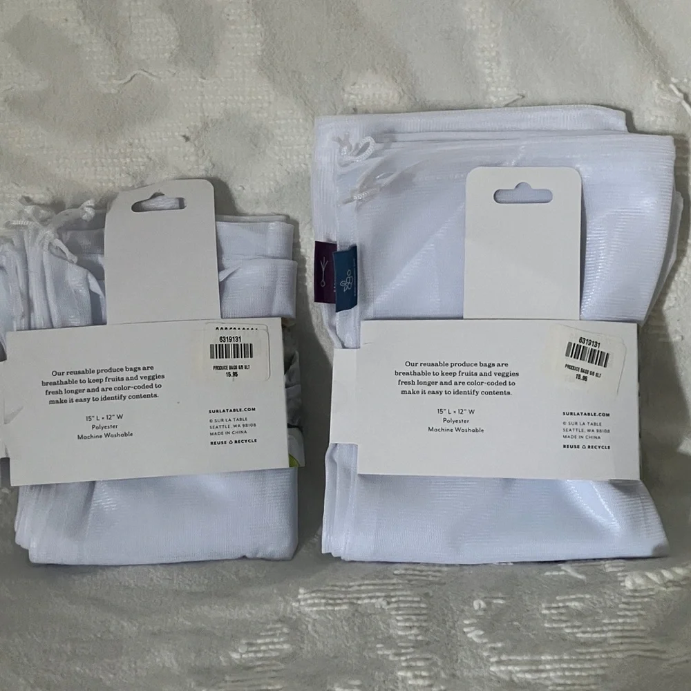 Sur La Table White Mesh Produce Bags Set
